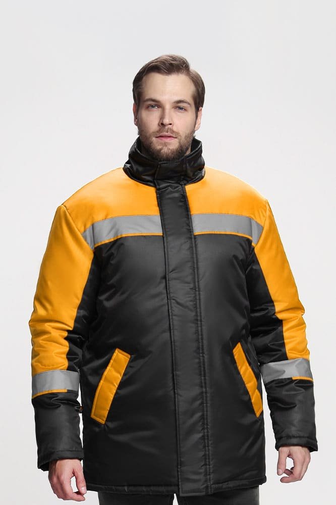 Куртка зимняя Стандарт (тк.Оксфорд), черный/оранжевый