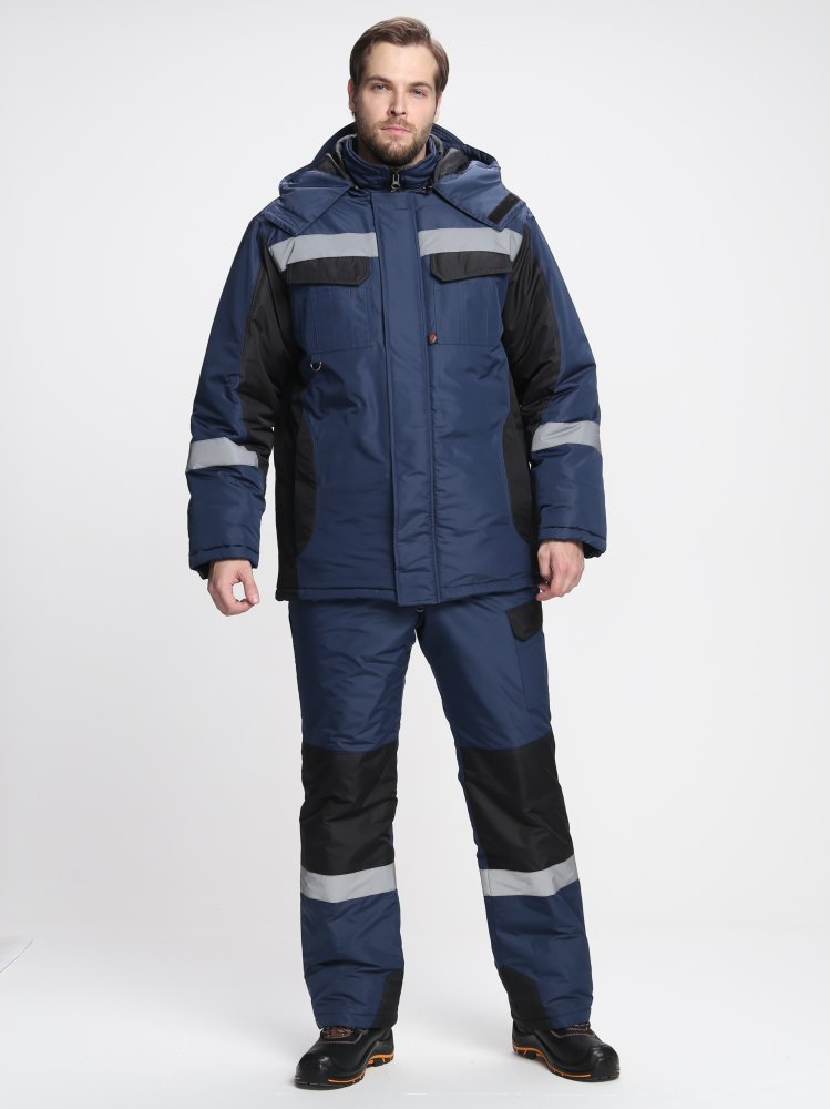 Костюм зимний Фаворит-Мега (тк.Таслан) п/к, т.синий/черный