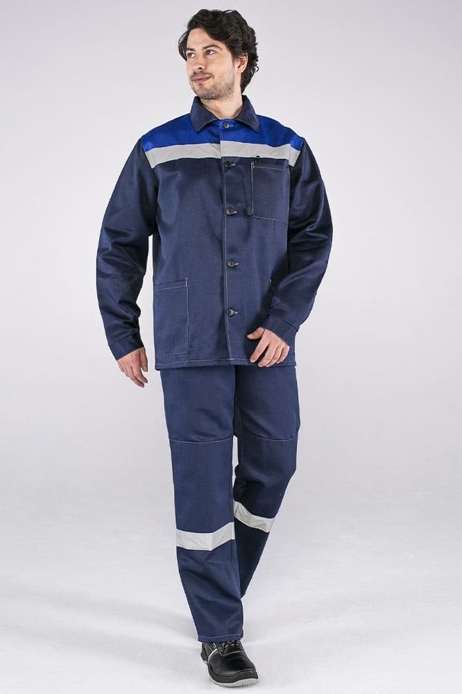 Костюм Стандарт СОП усиленный (тк.Смесовая,210) брюки, т.синий/васильковый