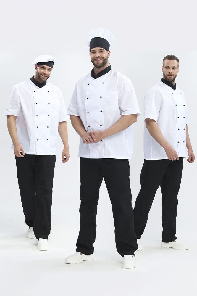 Костюм повара с коротким рукавом Шоколад (тк.ТиСи), черный/белый