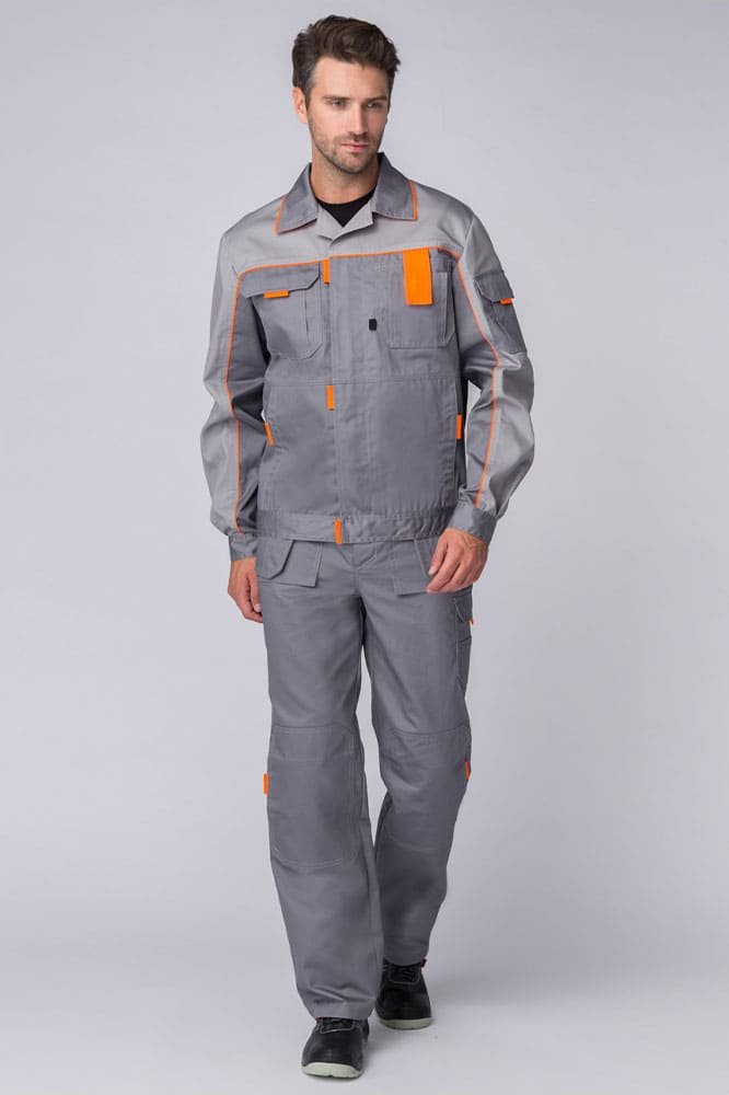Костюм Союз-Профессионал-2 (тк.Балтекс,240) п/к, серый/св.серый/оранжевый