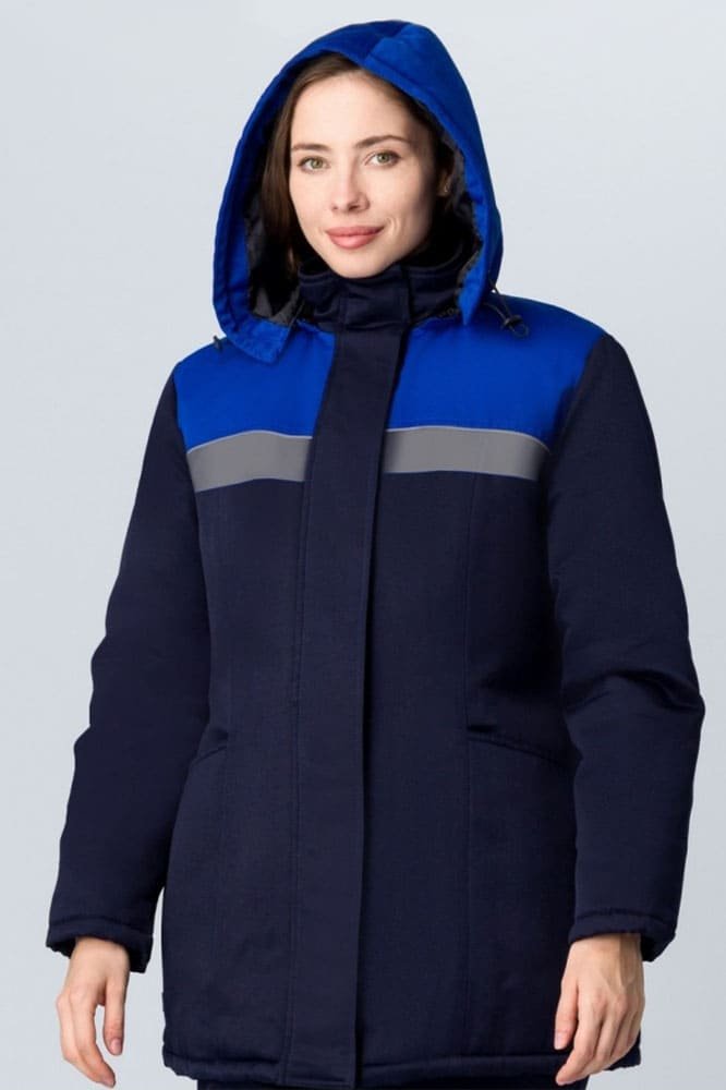 Куртка зимняя женская Вьюга СОП (тк.Смесовая,210), т.синий/васильковый