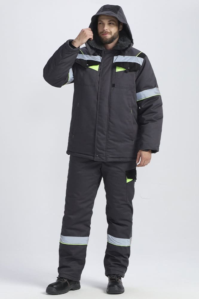 Костюм зимний Ховард (тк.Смесовая,240) п/к, т.серый/черный/лимонный