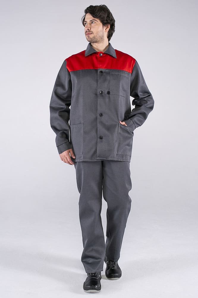 Костюм Стандарт (тк.Смесовая,210) брюки, т.серый/красный