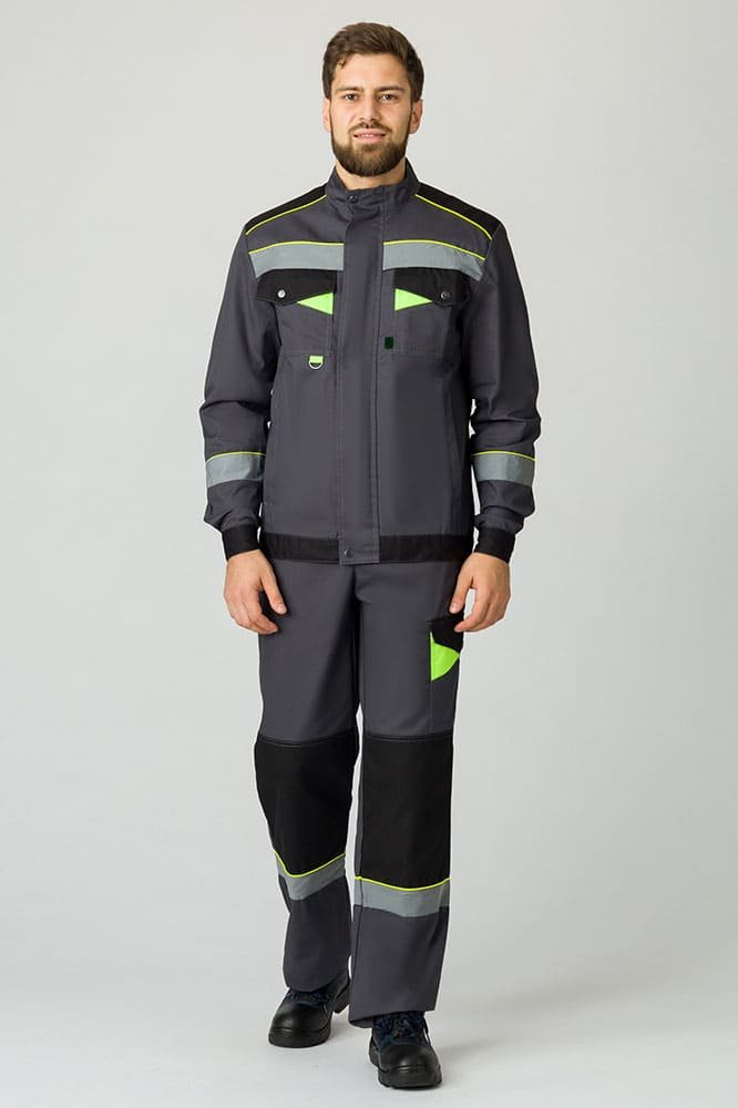 Костюм Ховард-1 (тк.Смесовая,240) брюки, т.серый/черный/лимонный