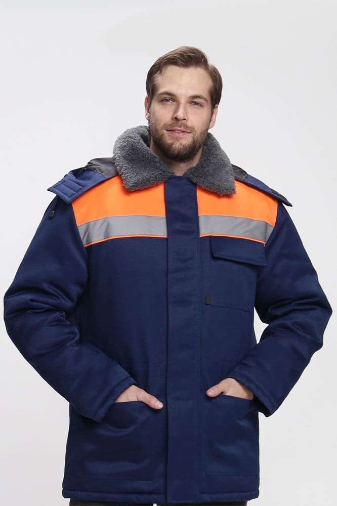 Куртка зимняя Бригада NEW (тк.Смесовая,210), т.синий/оранжевый