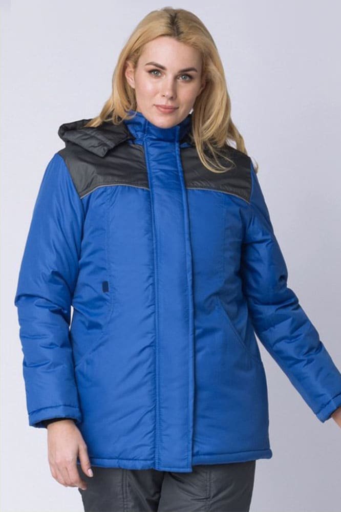 Куртка зимняя женская Снежана (тк.Дюспо), васильковый/т.серый