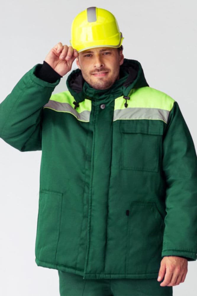 Куртка зимняя Экспертный-Люкс NEW (тк.Смесовая,210), зеленый/лимонный