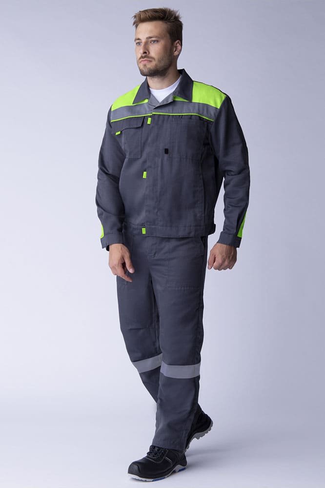 Костюм Фаворит-2 СОП (тк.Смесовая,210) п/к, т.серый/лимонный