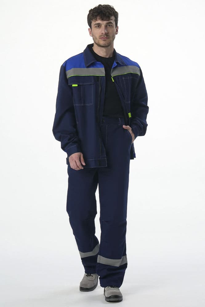 Костюм Фаворит-1 СОП (тк.Смесовая,210) брюки, т.синий/васильковый