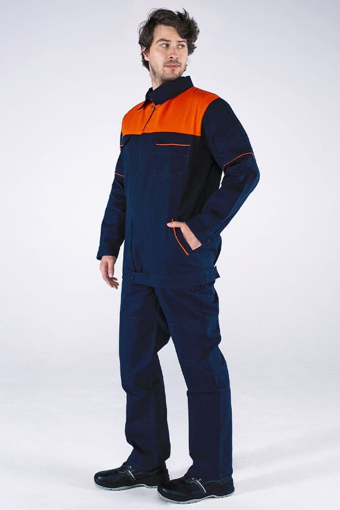 Костюм Союз (тк.Саржа,230) брюки, т.синий/оранжевый