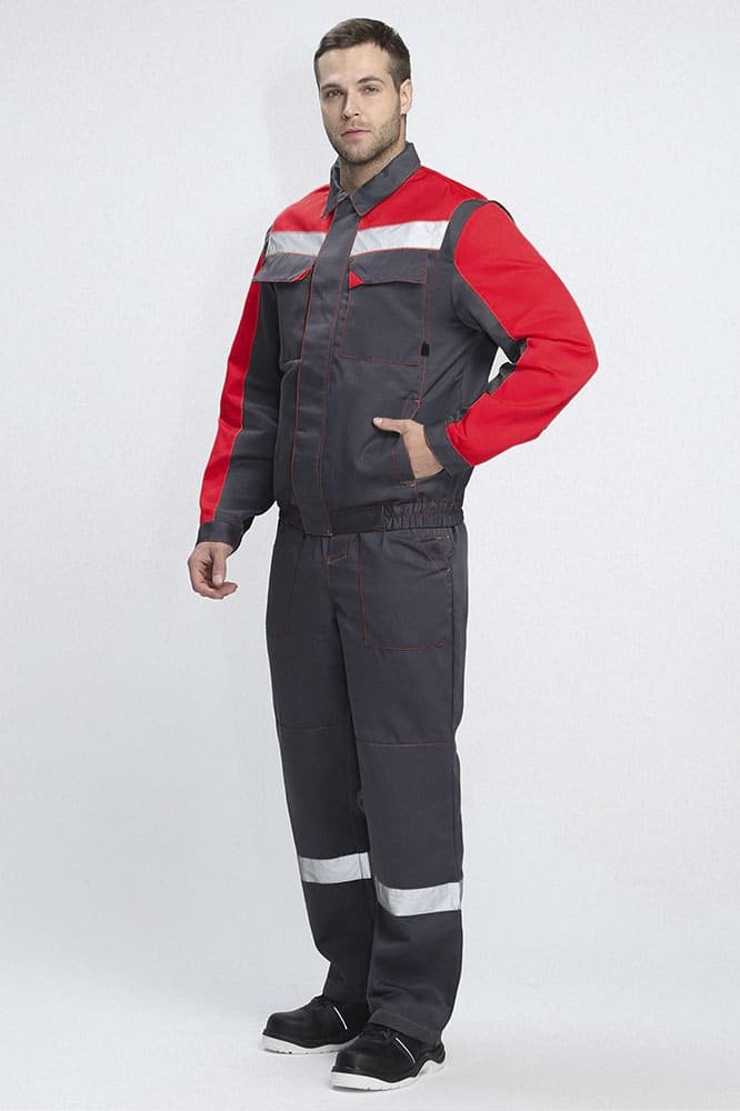 Костюм Сфера NEW (тк.Смесовая,210) п/к, т.серый/красный