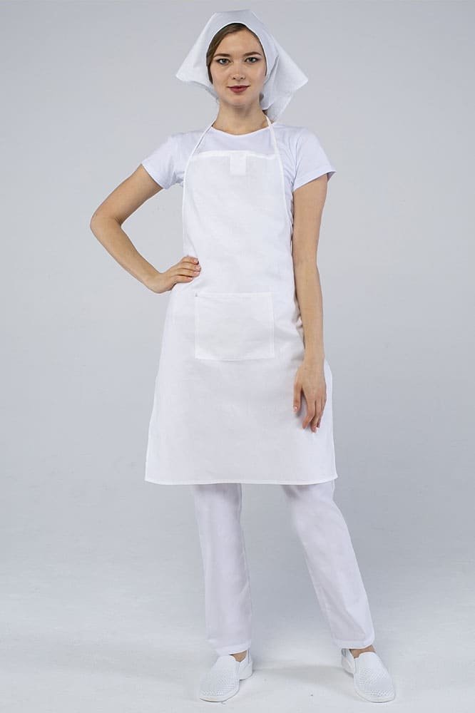 Фартук с грудкой тип Б (тк.Бязь,145) 5 шт., белый