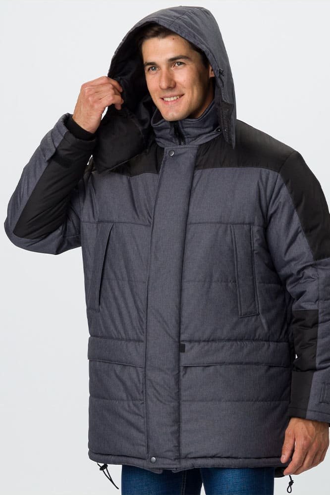 Куртка зимняя Премиум (тк.Мембрана), т.серый меланж/черный