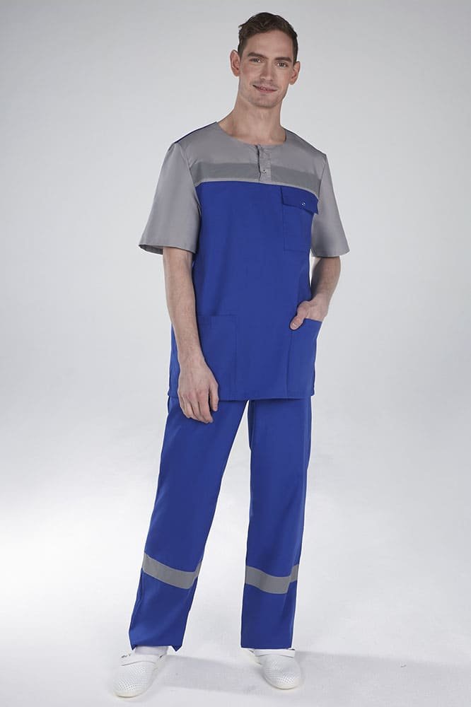 Костюм Скорая помощь СОП (тк.ТиСи,120), васильковый/серый