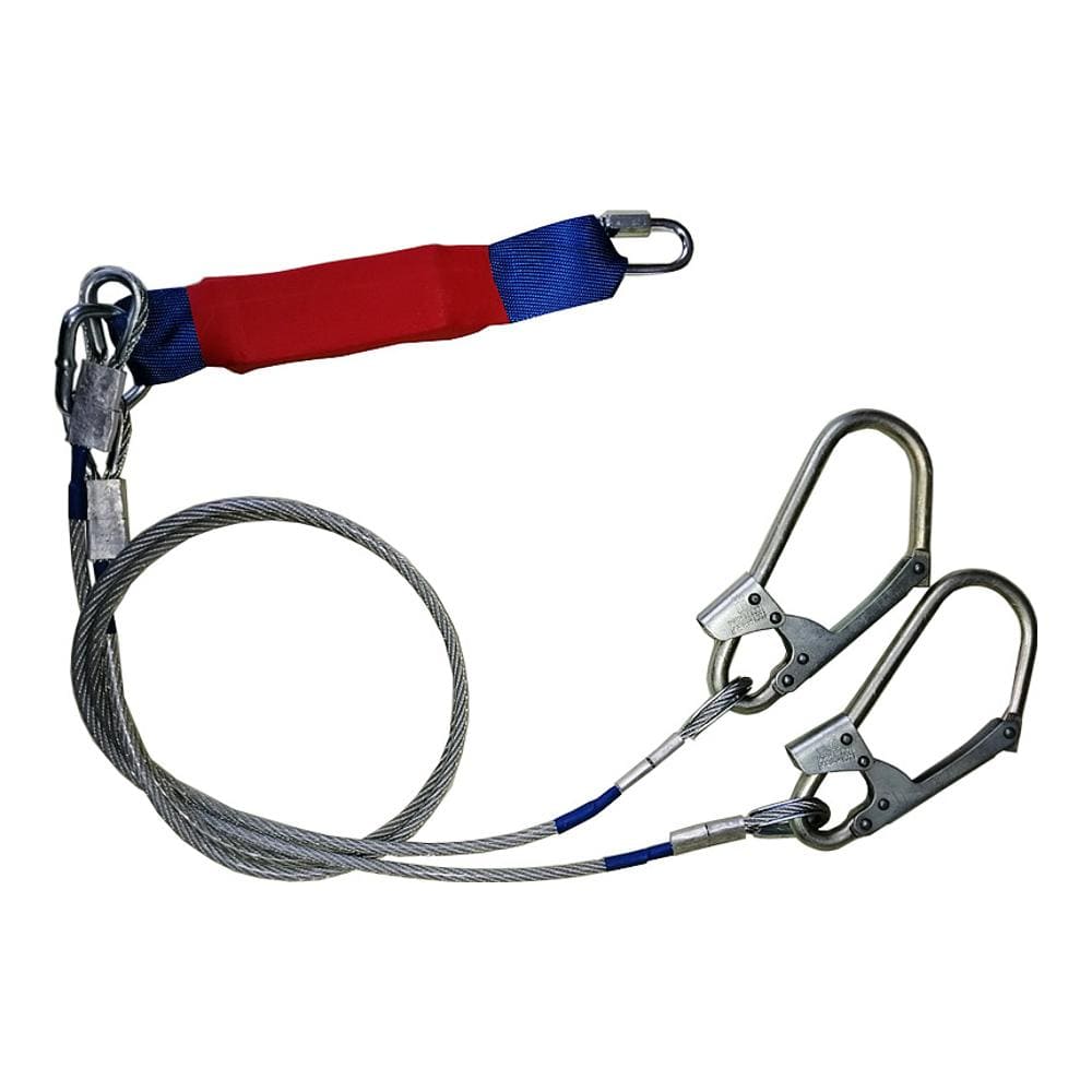 Строп аБд+К50+Кс (стальной трос) двойной с амортизатором 2 бол.+1 соед.кар. 1,5м