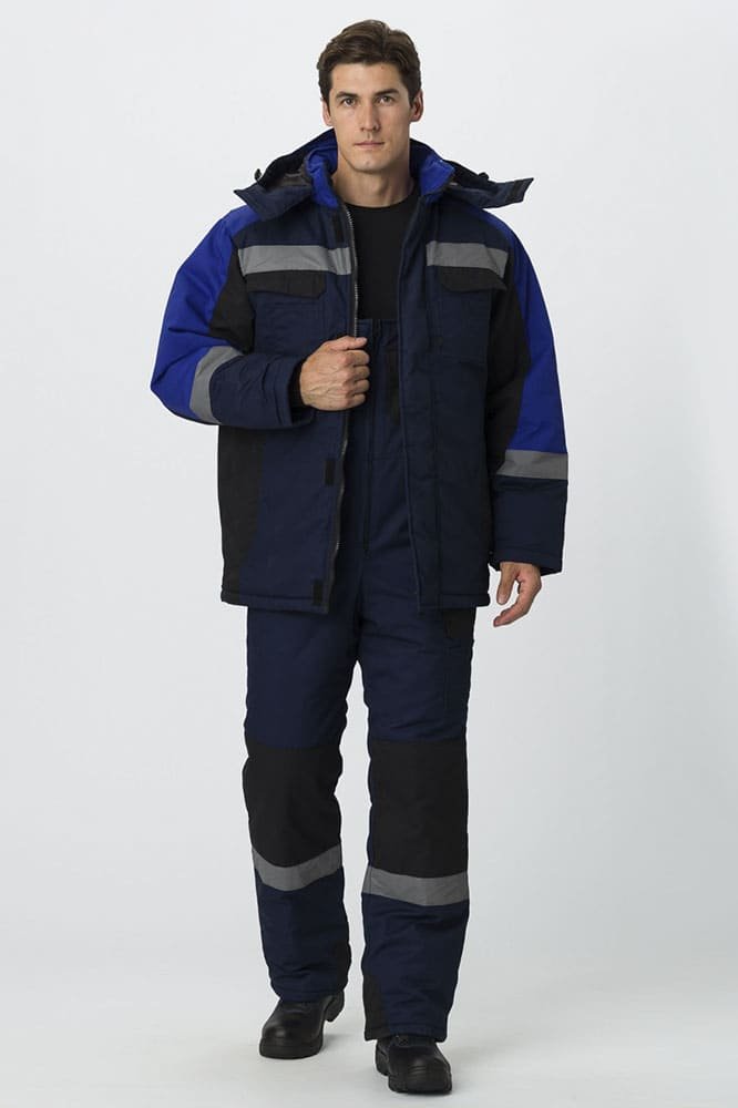 Костюм зимний Фаворит-Мега (тк.Протек,240) п/к, т.синий/черный/васильковый