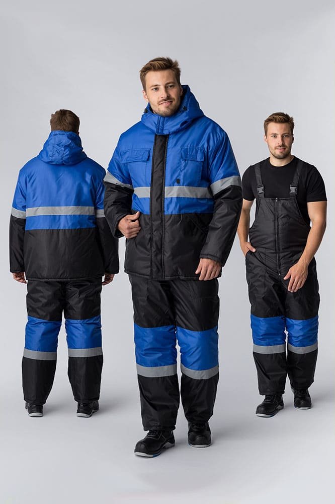 Костюм зимний Профи (тк.Оксфорд) п/к, васильковый/черный