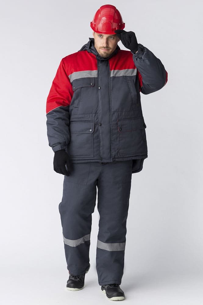 Костюм зимний Сибер СОП (тк.Балтекс,210) п/к, т.серый/красный