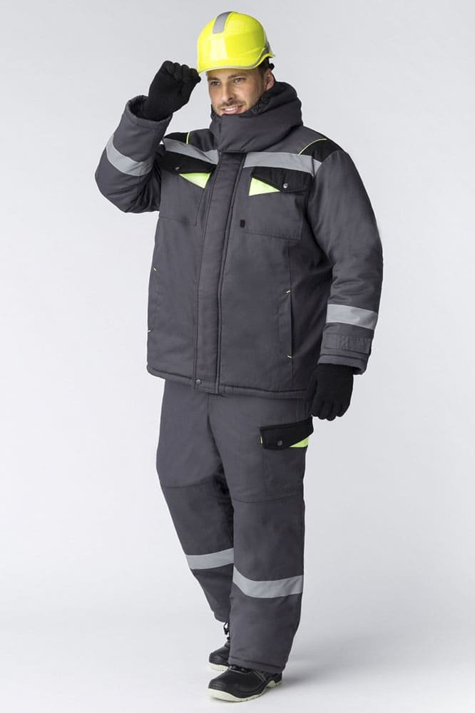 Костюм зимний Ховард (тк.Балтекс,210) брюки, т.серый/лимон