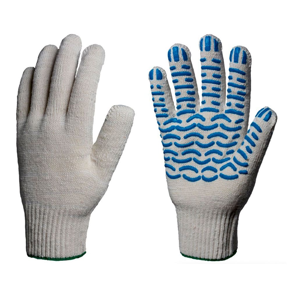 Перчатки х/б 10кл. СТАНДАРТ с ПВХ ВОЛНА 39-41гр. 116текс, белые (10пар)