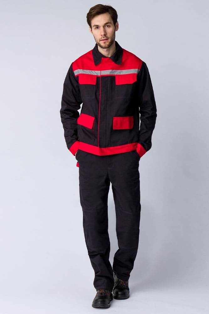 Костюм Престиж (тк.Саржа,250) п/к, т.серый/красный