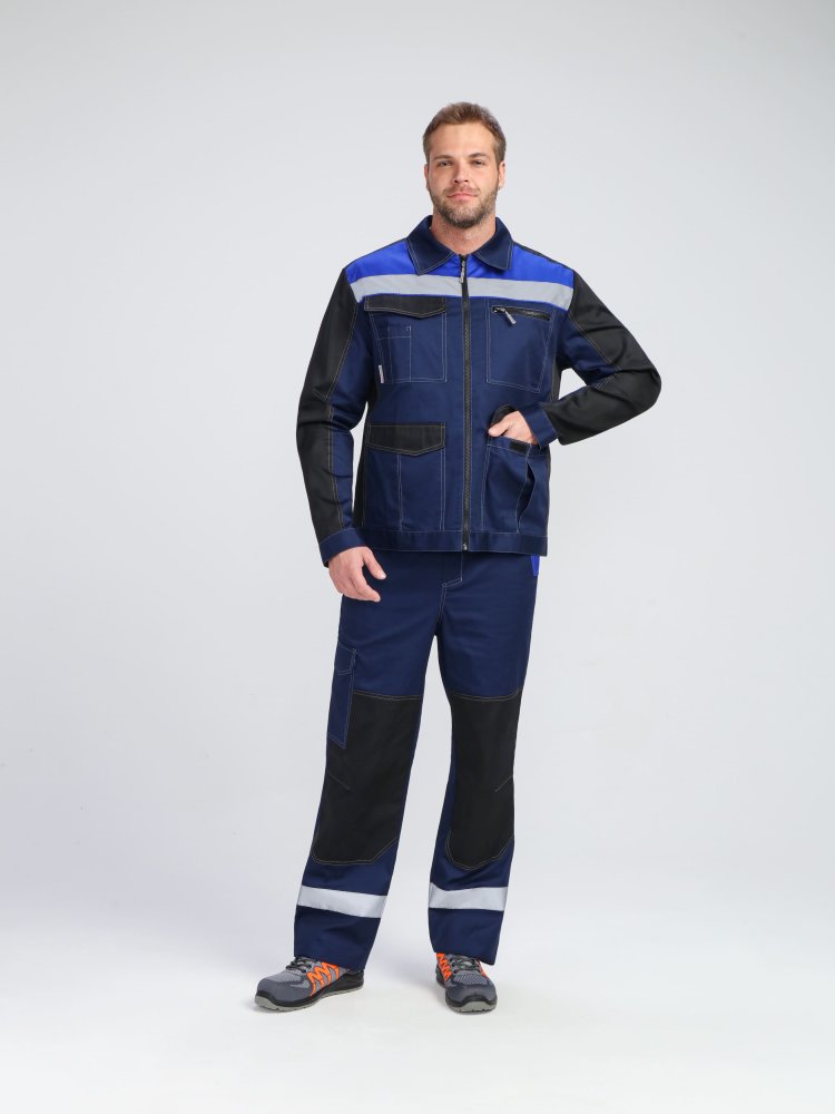 Костюм ProfLineBase-1 (тк.Твил,210) брюки, т.синий/черный/васильковый