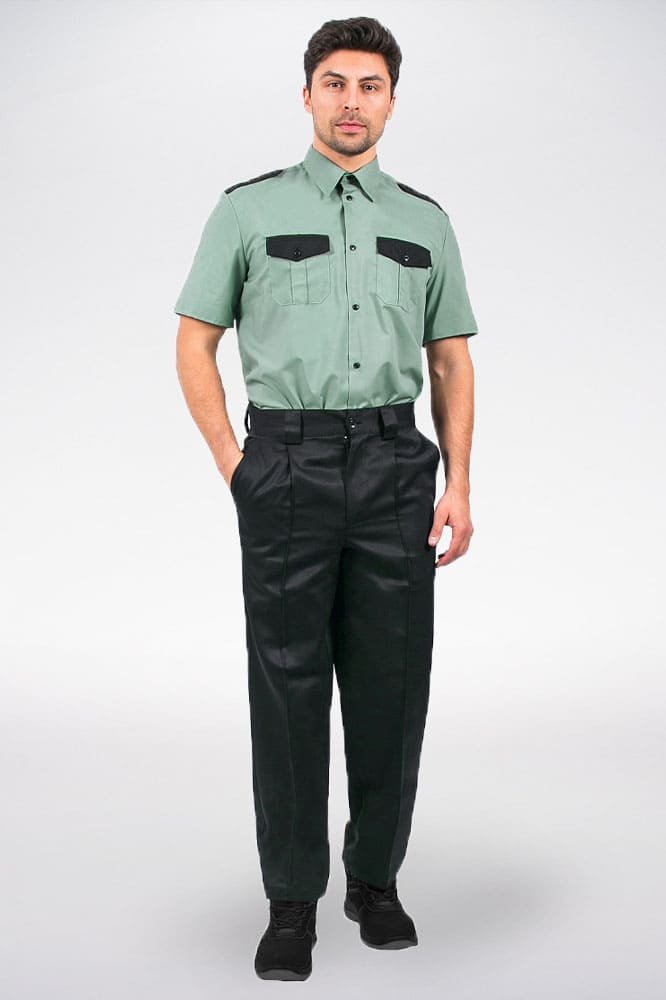 Рубашка охранника с коротким рукавом мужская, ярко-зеленый