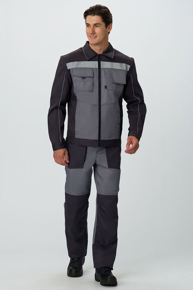 Костюм Лидер (тк.Балтекс,210) брюки, т.серый/св.серый