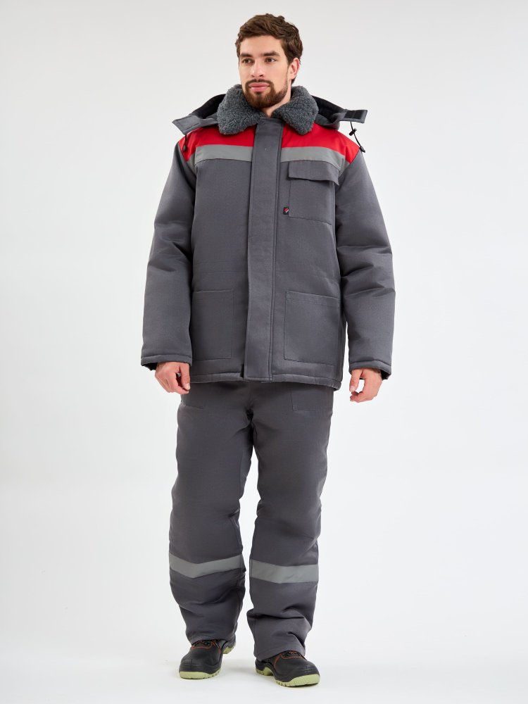 Костюм зимний Квайл-2 СОП  (тк.Смесовая,210) п/к, т.серый/красный