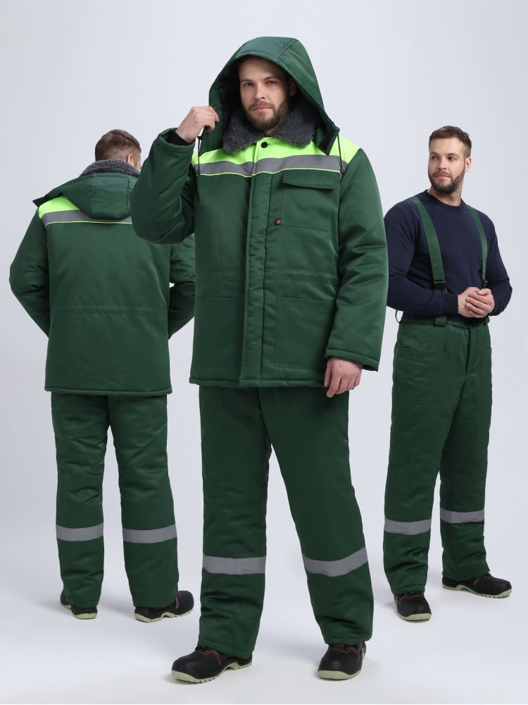 Костюм зимний Квайл-1 СОП (тк.Смесовая,210) брюки, т.зеленый/желтый