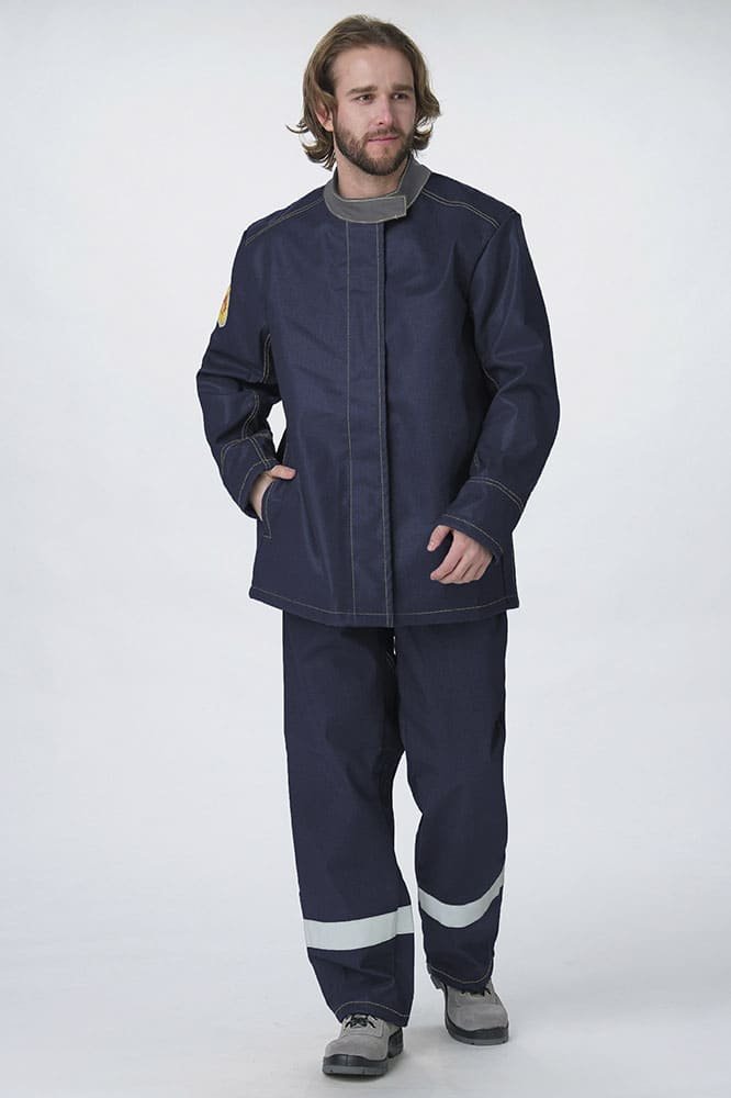 Костюм сварщика с силикон.накладками 3 кл.защ(тк.100% хб,450) РМ, т.синий/серый