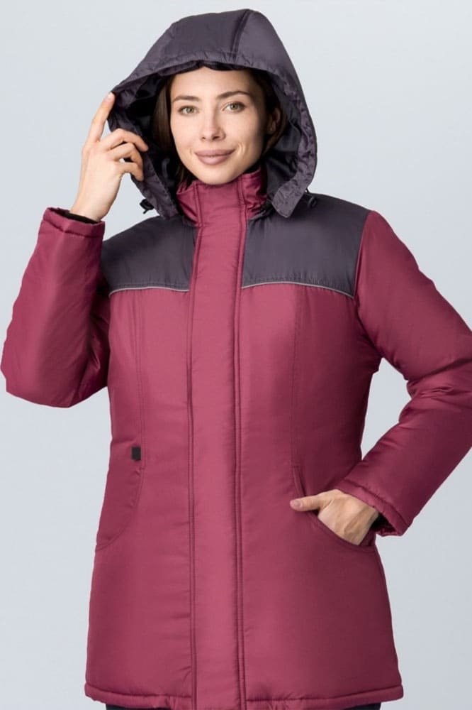 Куртка зимняя женская Снежана (тк.Дюспо), бордовый/т.серый