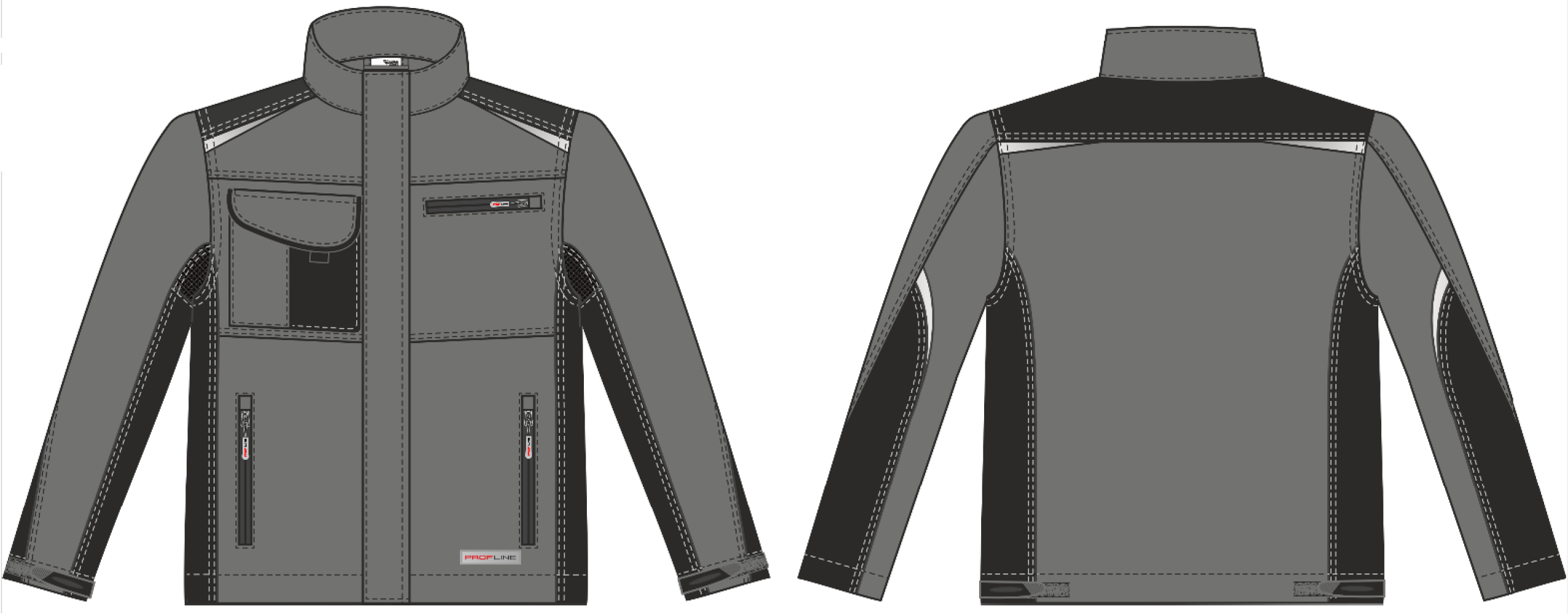 Куртка ProfLineLeader (тк.Хлопок/Спандекс,260), серый/черный