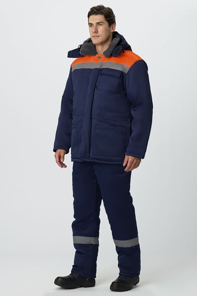 Костюм зимний Труженик-Ультра-2 (тк.Смесовая,210) п/к, т.синий/оранжевый