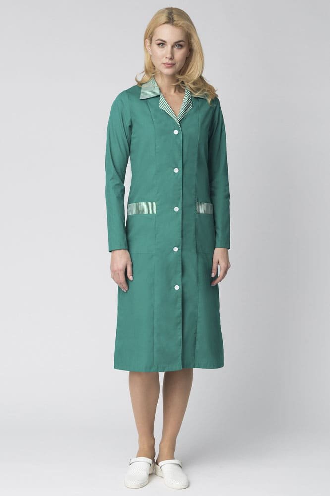 Халат женский Надежда (тк.ТиСи), зеленый/полоска