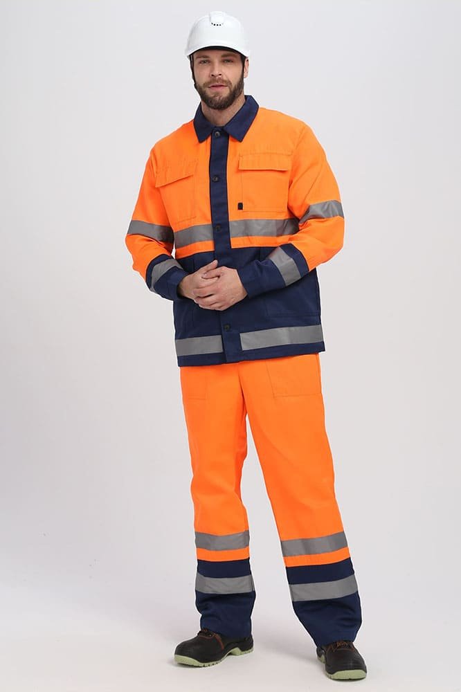 Костюм Дорожник (тк.Смесовая,210) п/к, оранжевый/т.синий
