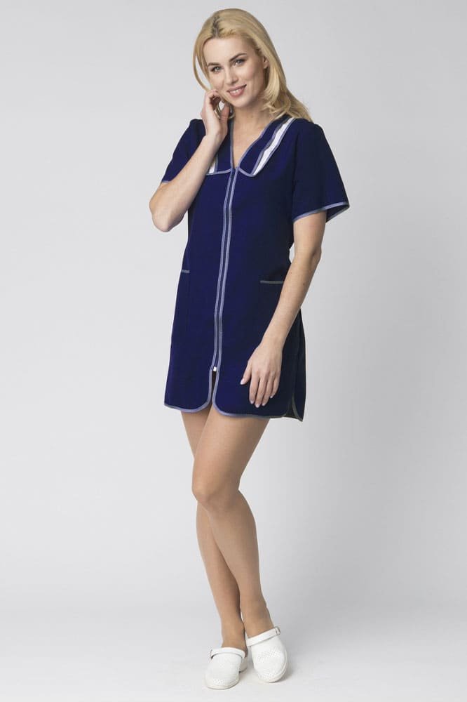 Халат женский Сакура (тк.Габардин), т.синий