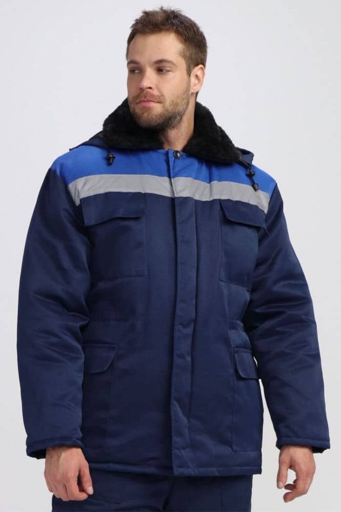 Куртка зимняя Стандарт (тк.Смесовая,210), т.синий/васильковый