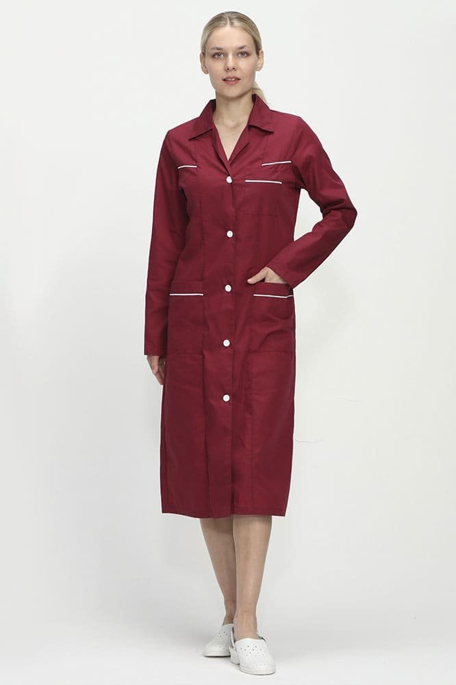 Халат женский Диана (тк.ТиСи), бордовый/белый