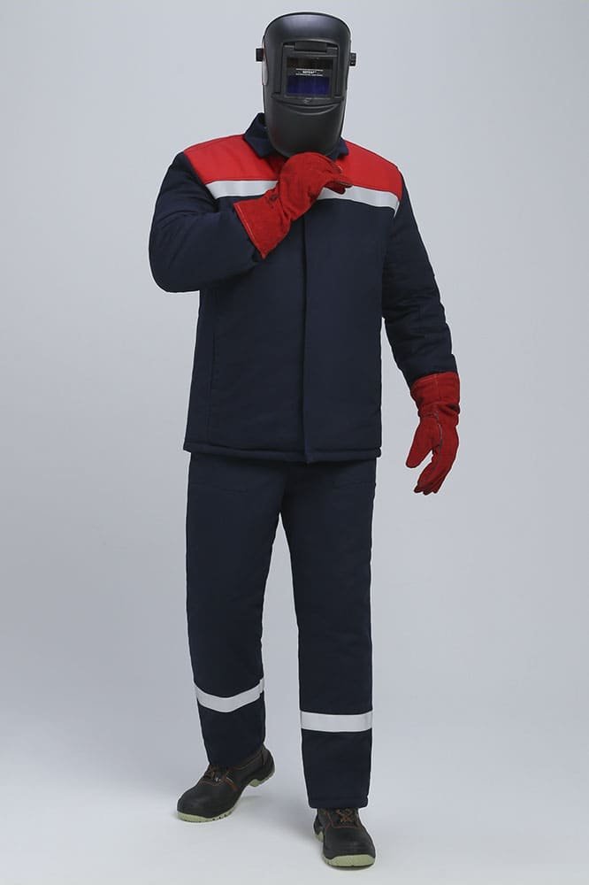Костюм сварщика зимний Велд-СОП 1 кл.защиты (тк.Хлопок ОП,350) брюки, т.синий/красный