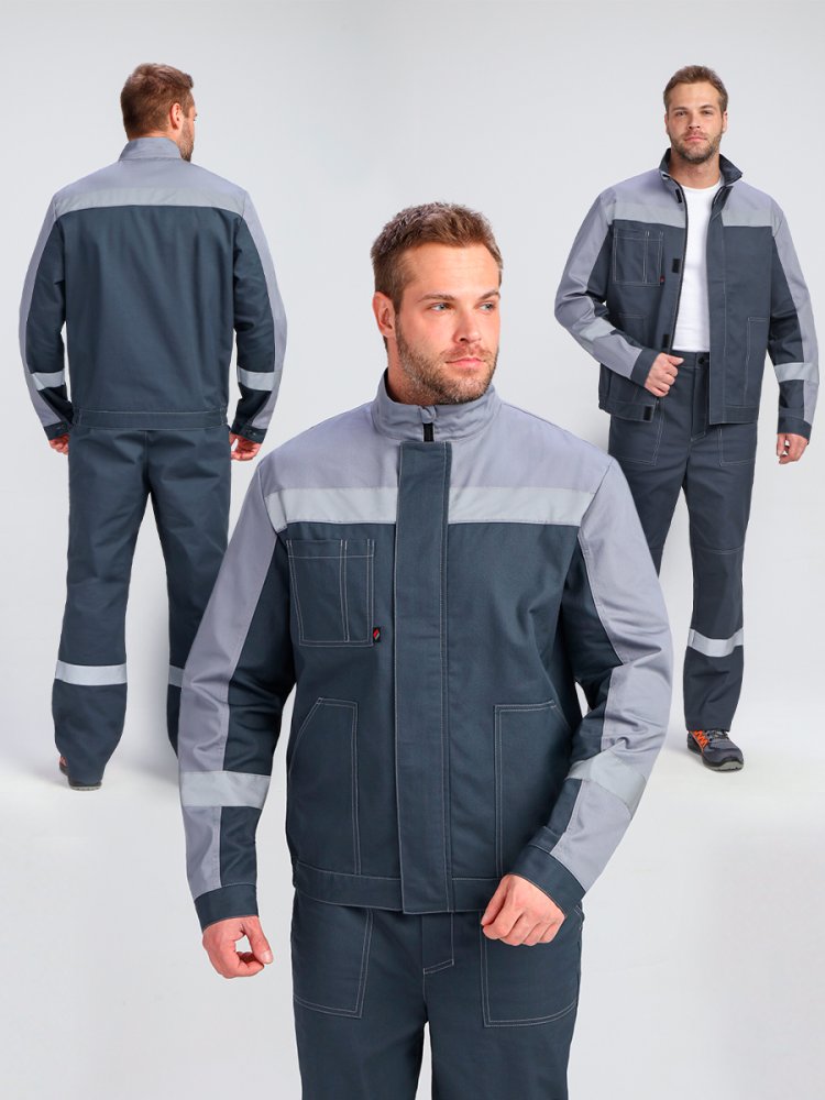 Костюм Бриготек-1 СОП (тк.Смесовая,260) брюки, т.серый/св.серый