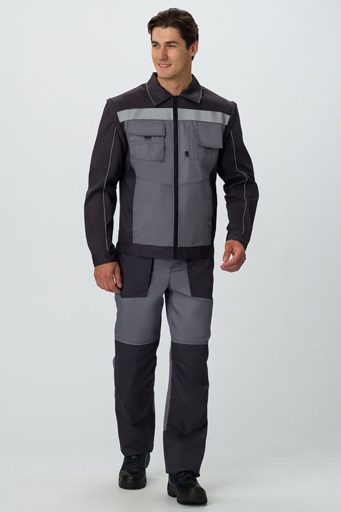 Костюм Лидер (тк.Балтекс,210) п/к, т.серый/св.серый