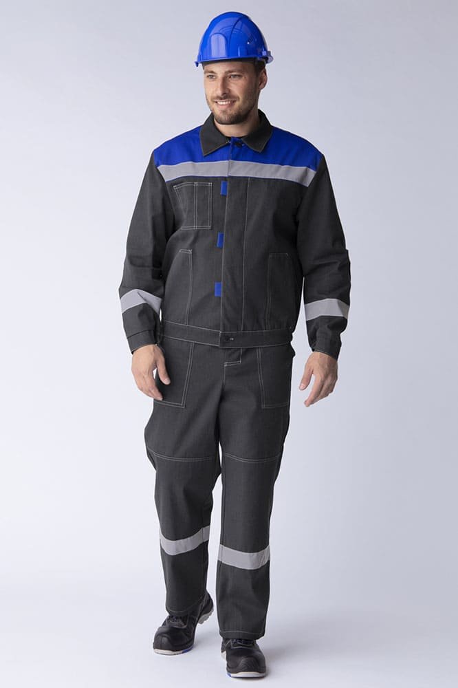 Костюм Липецк СОП (тк.Смесовая,260) п/к, т.серый-меланж/васильковый