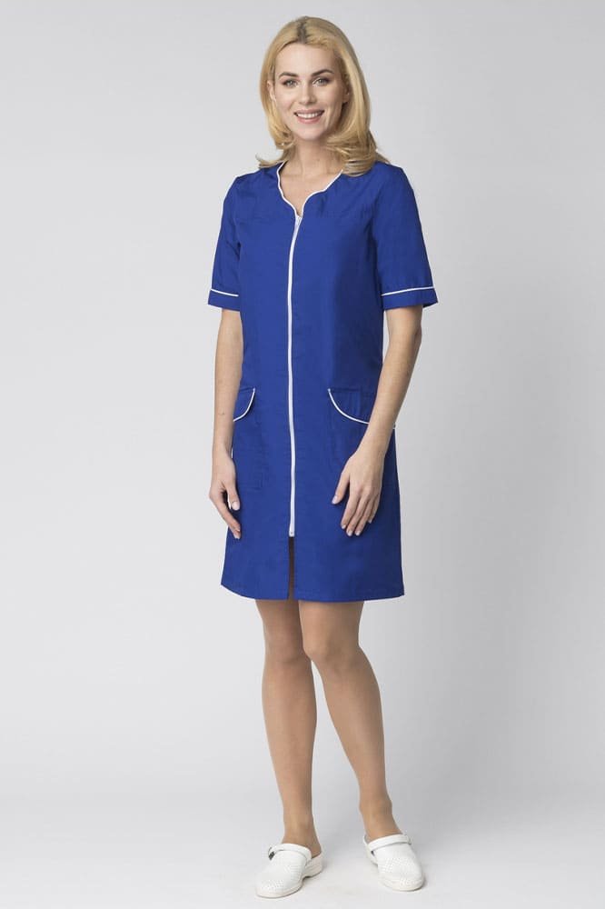 Халат женский Стелла (тк.ТиСи), васильковый/белый