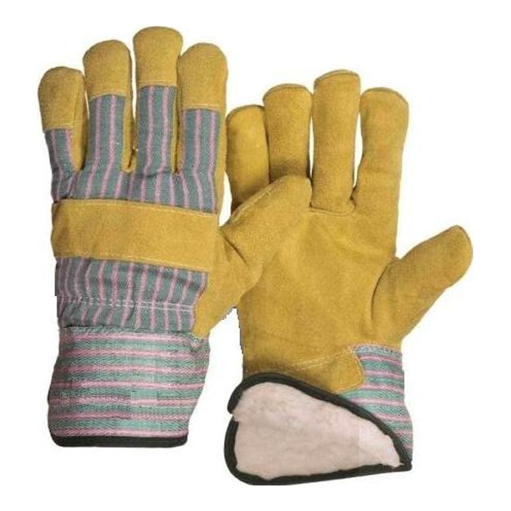 Перчатки спилковые комбинированные утепленные (синтепон), цвет в ассортименте