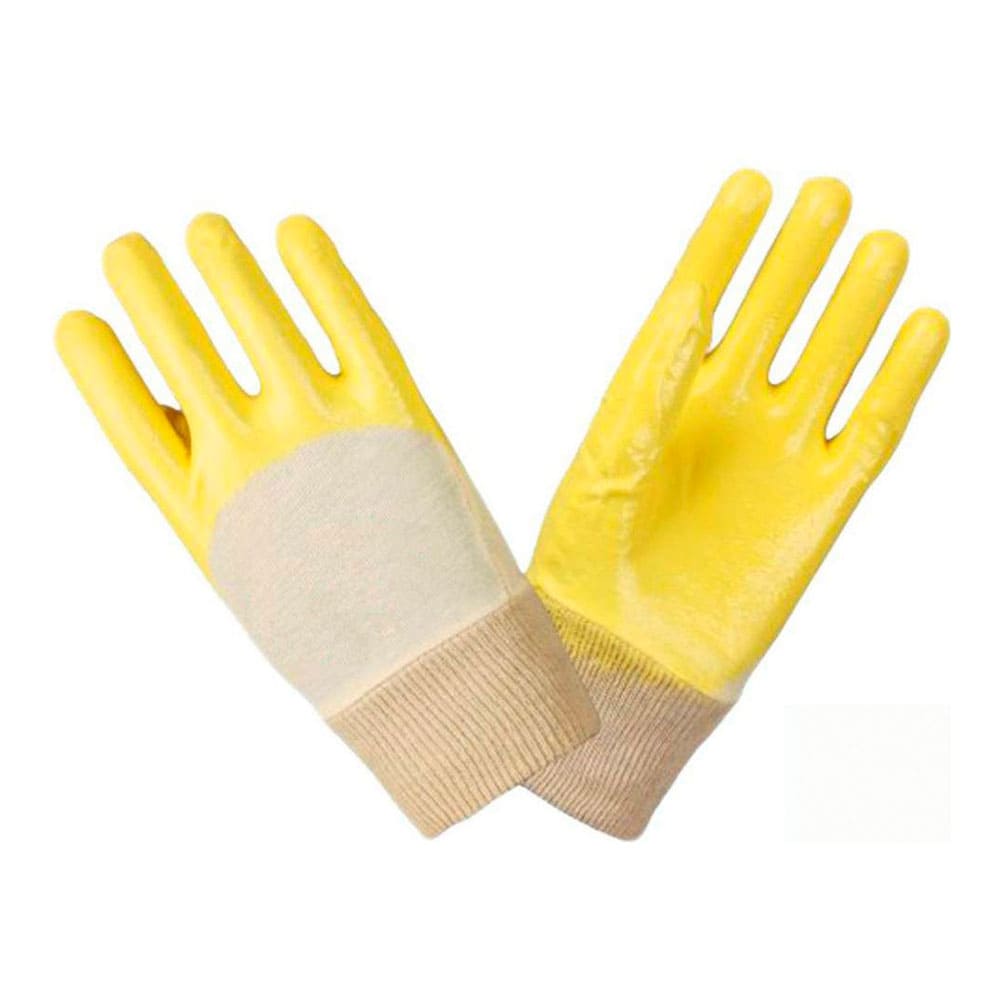 Перчатки нитриловые частичный облив облегченные манжет резинка, желтые