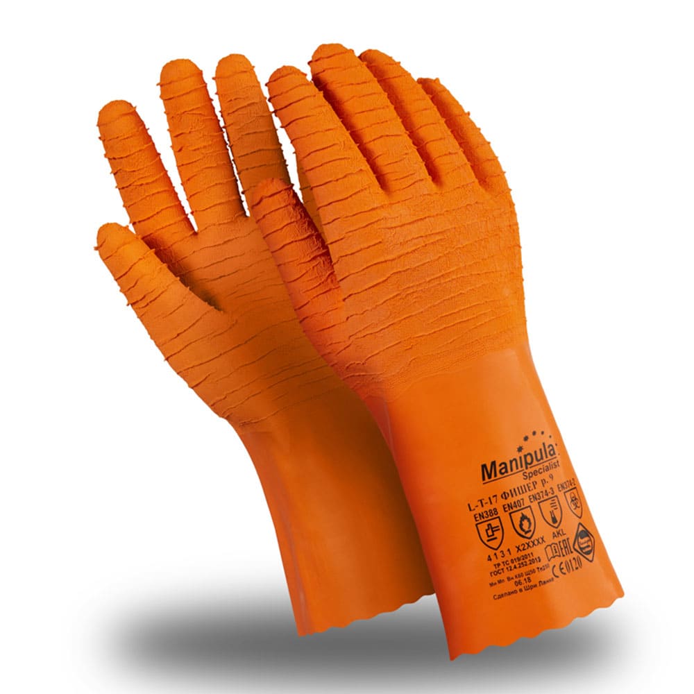 Перчатки Manipula Specialist® Фишер (интерлок+рельефный латекс 1,6мм), L-T-17/CG-948