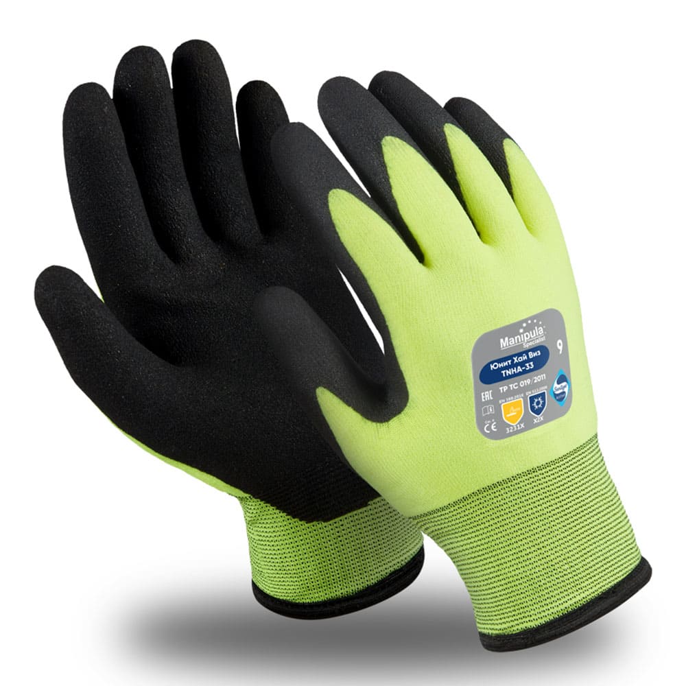 Перчатки Manipula Specialist® Юнит Хай Виз (нейлон/акрил+ПВХ), TNНА-33/WG-781
