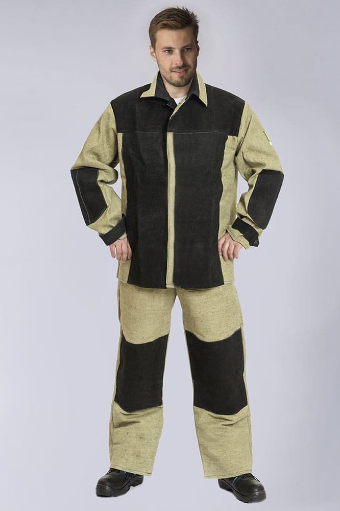 Костюм сварщика комбинированный 2 кл.защиты (тк.Брезент,550/Спилок S=1,5), черный/бежевый(А4)